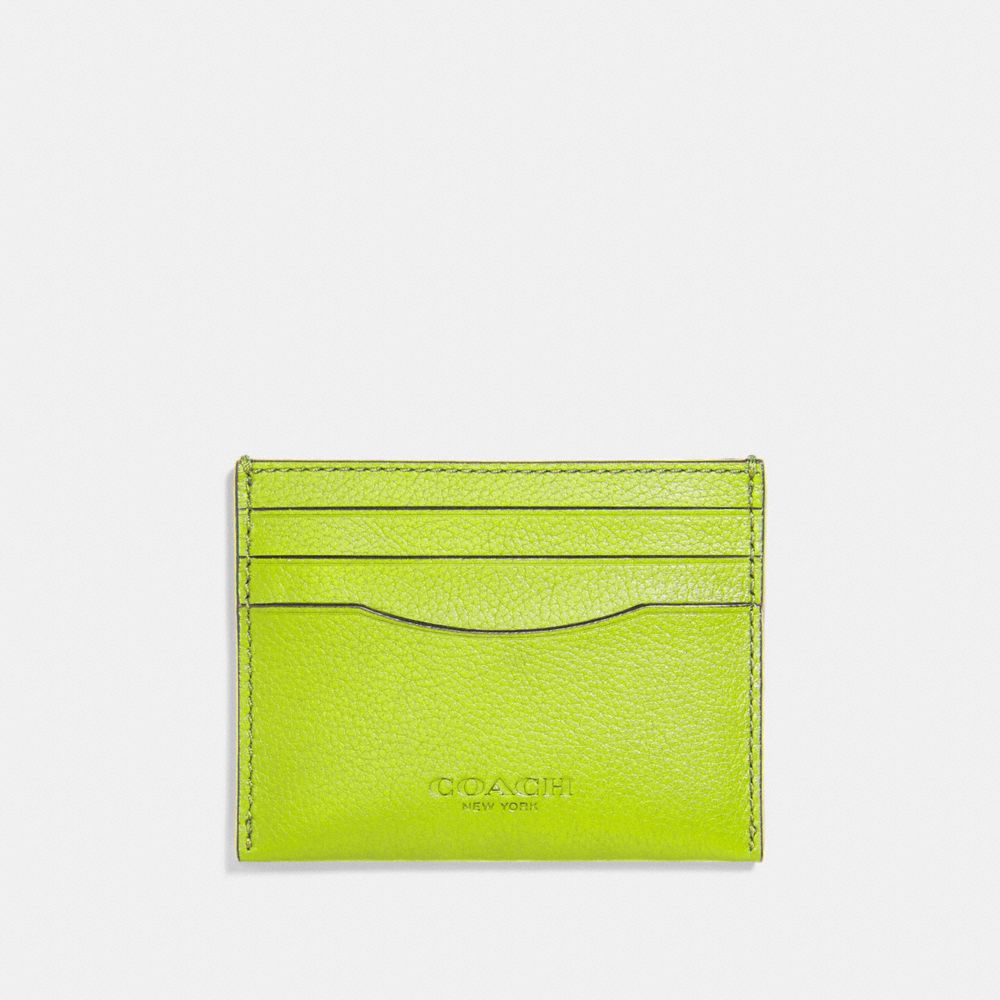 COACH CARD CASE - NEON YELLOW/BLACK ANTIQUE NICKEL - F29140