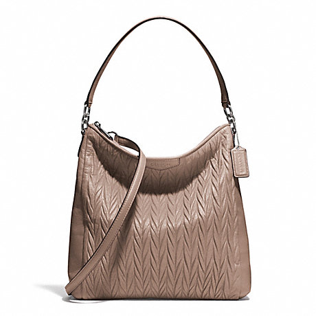 COACH GATHERED CONVERTIBLE HOBO - SILVER/PUTTY - f29167