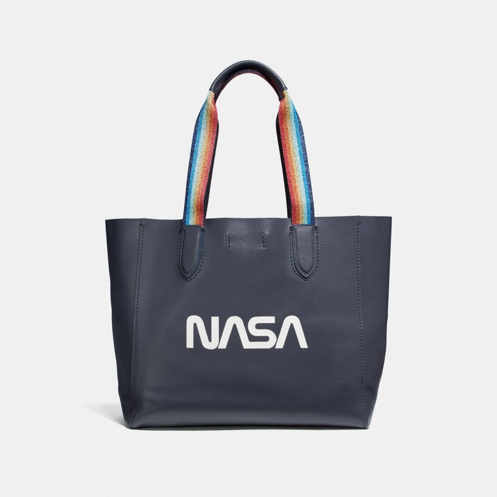 LARGE DERBY TOTE WITH SPACE MOTIF - f29169 - SILVER/MIDNIGHT