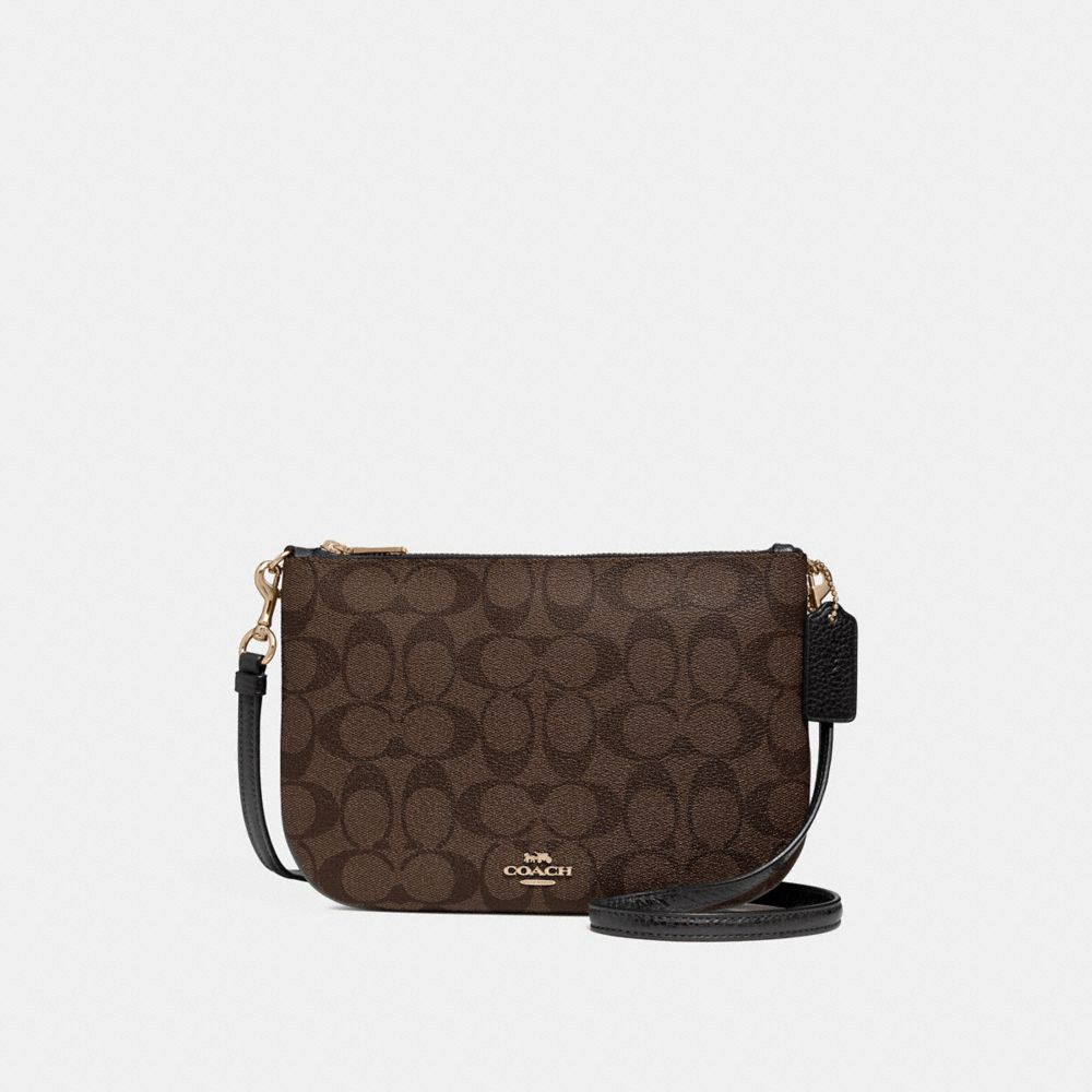 COACH TRANSFORMABLE CROSSBODY IN COLORBLOCK SIGNATURE CANVAS - BROWN/BLACK/LIGHT GOLD - f29207