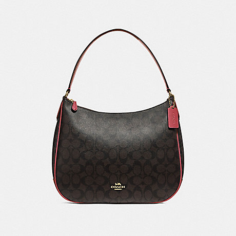 COACH ZIP SHOULDER BAG IN SIGNATURE CANVAS - BROWN/RUBY/IMITATION GOLD - F29209