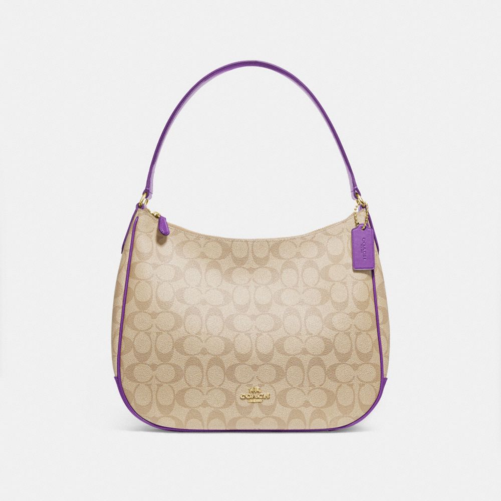 COACH F29209 ZIP SHOULDER BAG IN SIGNATURE CANVAS LIGHT KHAKI/PRIMROSE/IMITATION GOLD