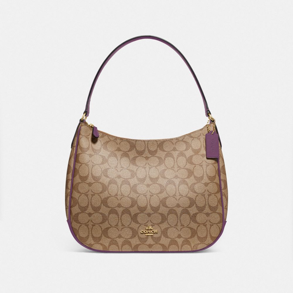 ZIP SHOULDER BAG IN SIGNATURE CANVAS - KHAKI/BLACKBERRY/GOLD - COACH F29209