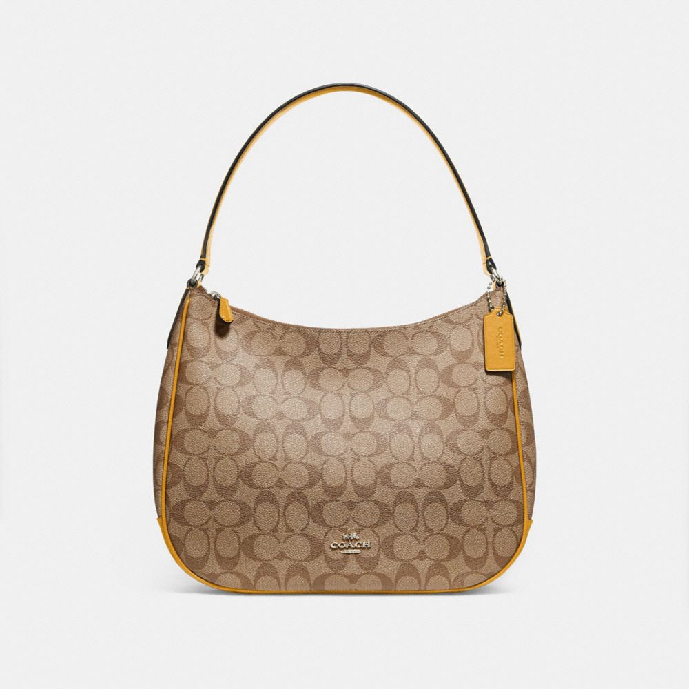 COACH ZIP SHOULDER BAG IN SIGNATURE CANVAS - KHAKI FLAX/SILVER - F29209