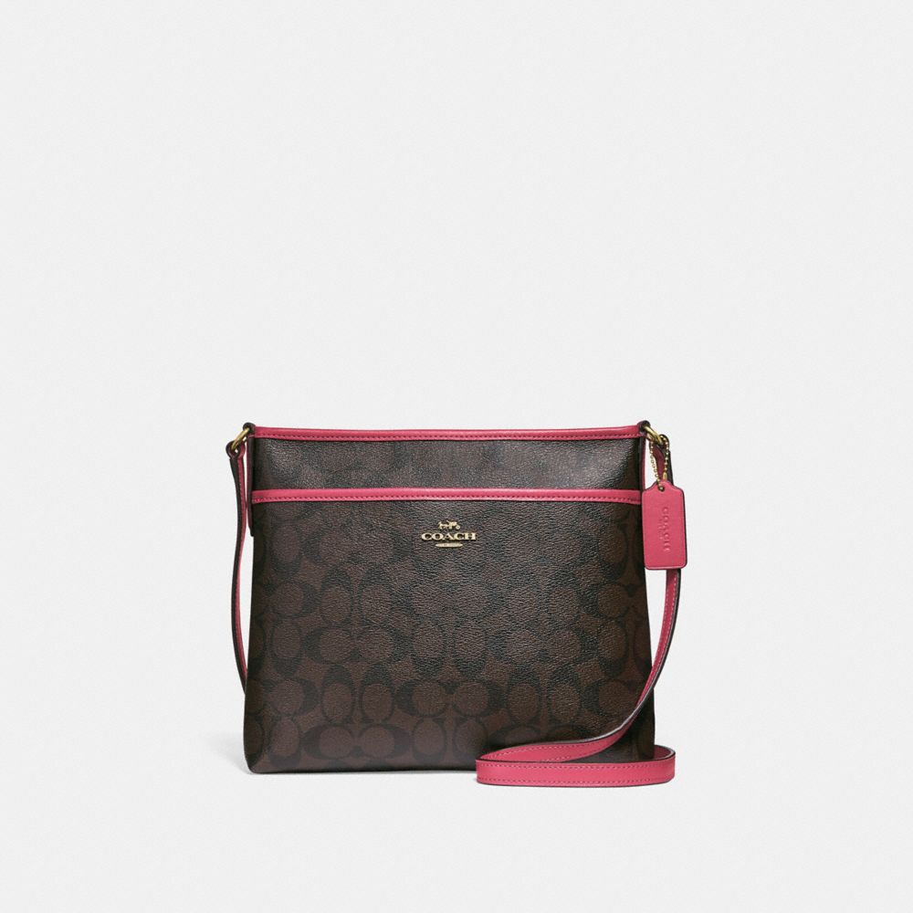 COACH FILE CROSSBODY IN SIGNATURE CANVAS - BROWN/STRAWBERRY/IMITATION GOLD - F29210