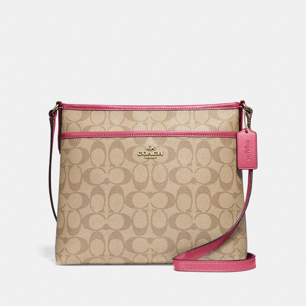 COACH F29210 File Crossbody In Signature Canvas LIGHT KHAKI/ROUGE/GOLD