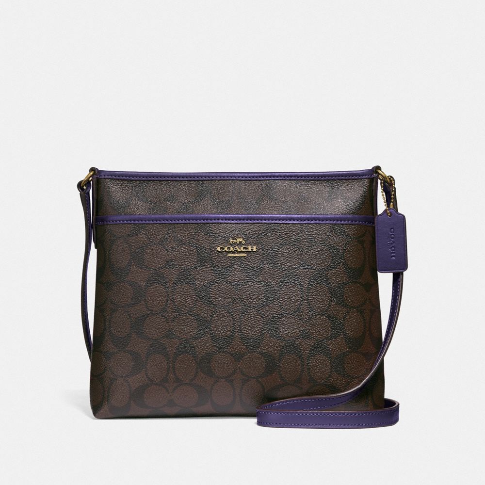 COACH FILE CROSSBODY IN SIGNATURE CANVAS - IM/BROWN DARK PURPLE - F29210