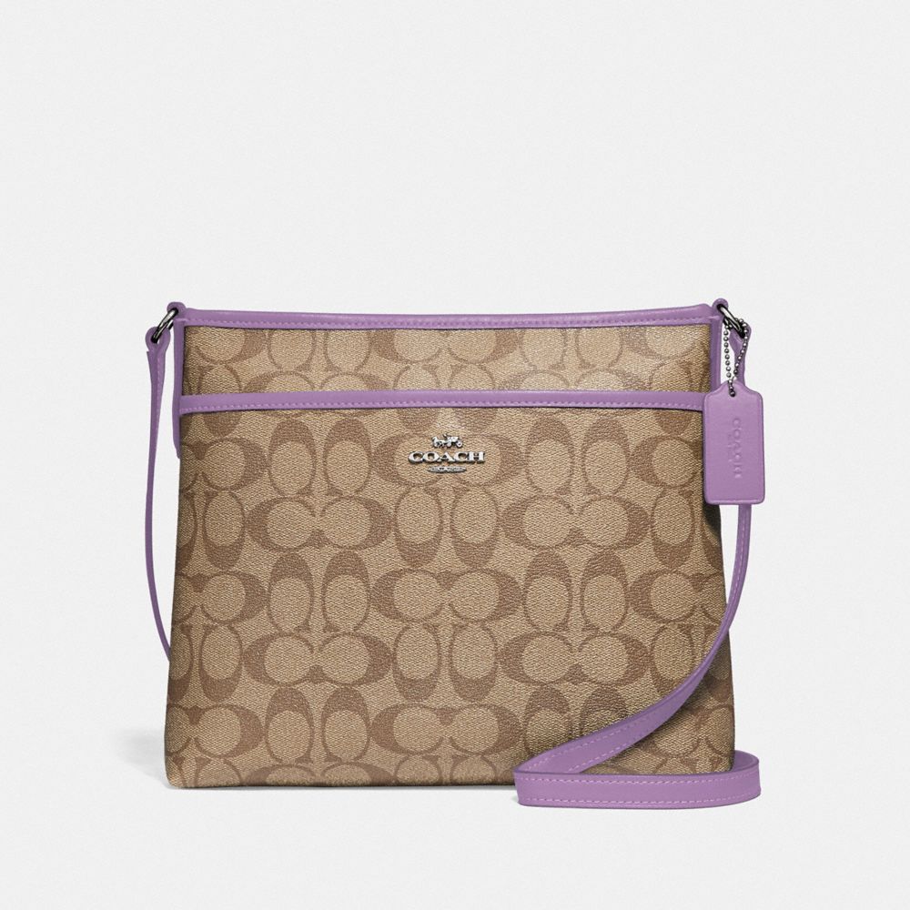 COACH FILE CROSSBODY IN SIGNATURE CANVAS - KHAKI/LILAC/SILVER - F29210