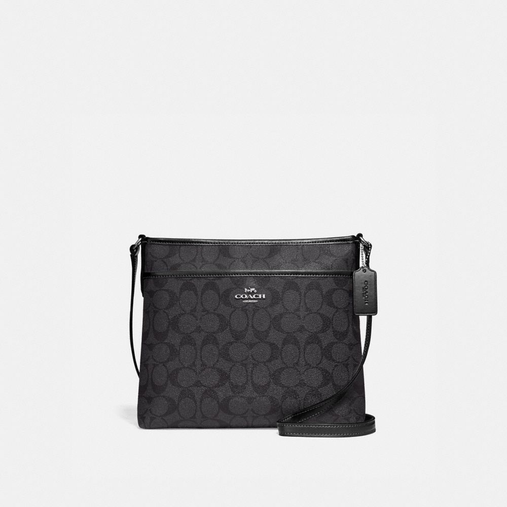 COACH F29210 File Crossbody In Signature Canvas SV/BLACK SMOKE/BLACK