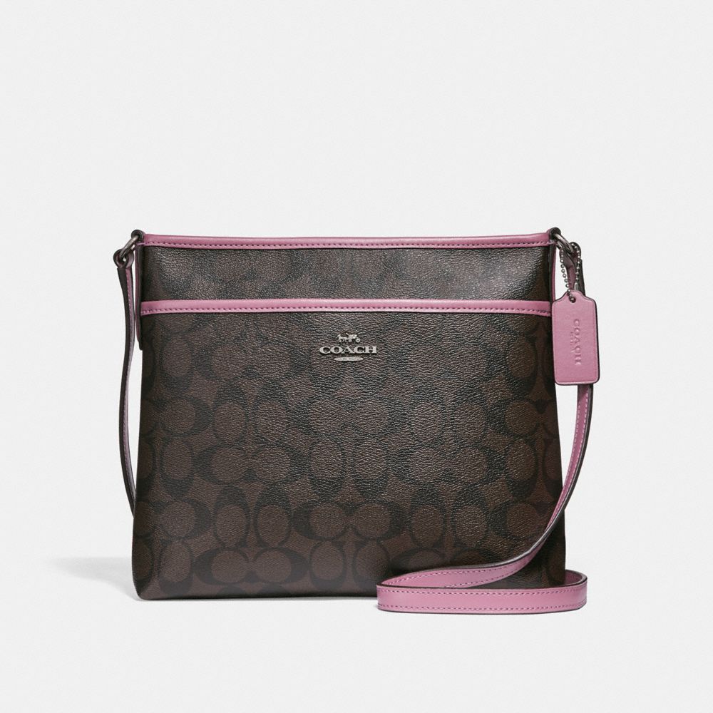 FILE CROSSBODY IN SIGNATURE CANVAS - BROWN/AZALEA/SILVER - COACH F29210