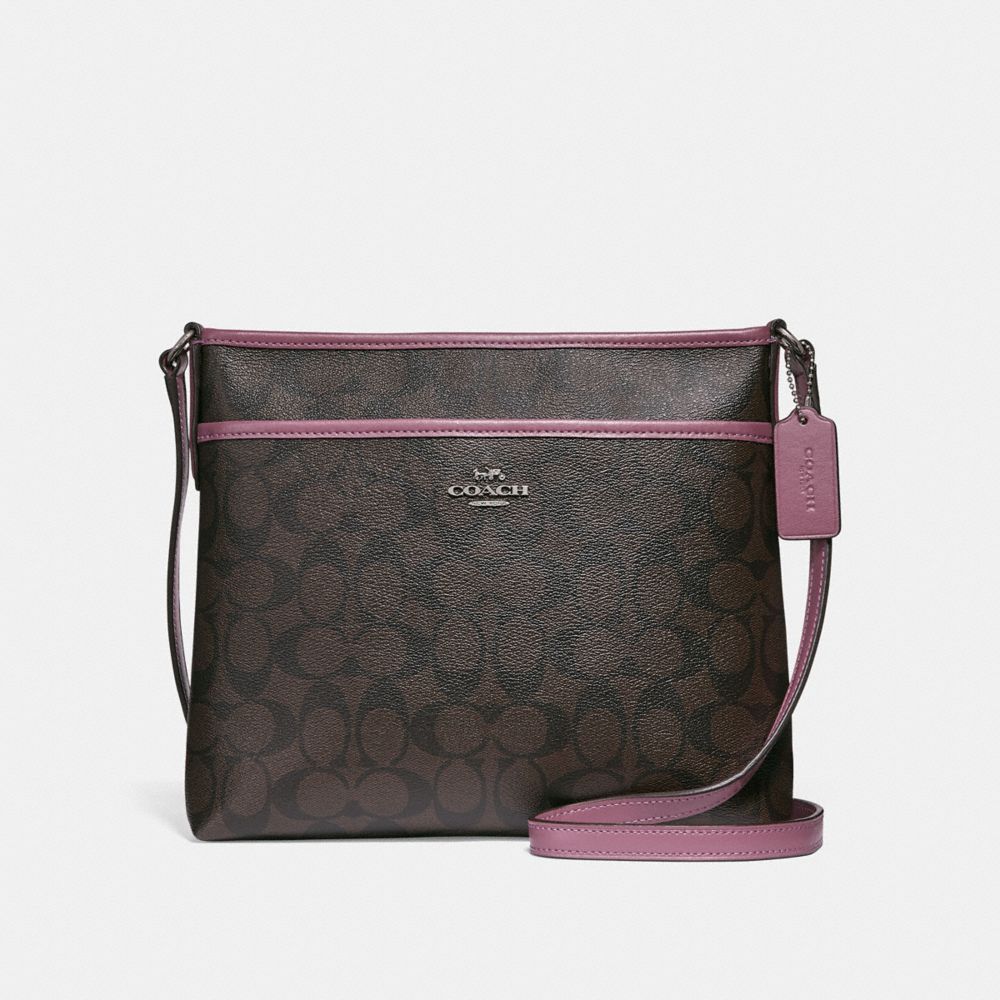 FILE CROSSBODY IN SIGNATURE CANVAS - BROWN/DUSTY ROSE/SILVER - COACH F29210