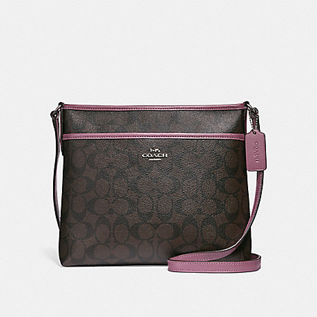 COACH FILE CROSSBODY IN SIGNATURE CANVAS - BROWN/DUSTY ROSE/SILVER - F29210