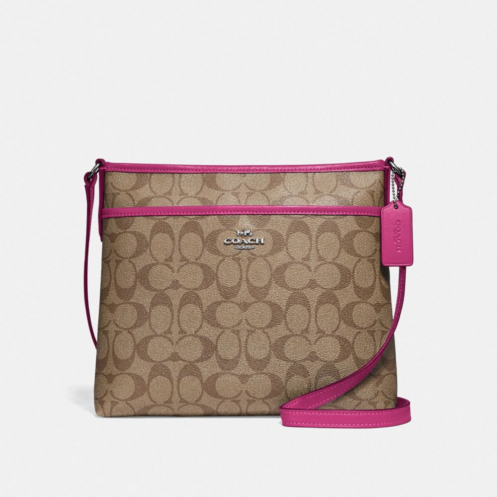 COACH FILE CROSSBODY IN SIGNATURE CANVAS - KHAKI/CERISE/SILVER - F29210