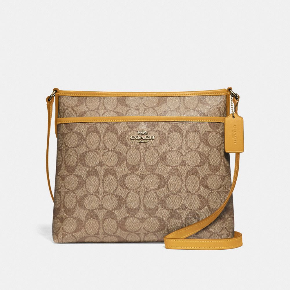 FILE CROSSBODY IN SIGNATURE CANVAS - KHAKI FLAX/SILVER - COACH F29210