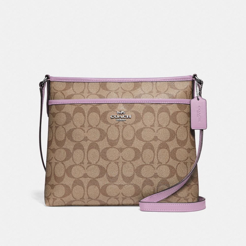 COACH F29210 File Crossbody In Signature Canvas KHAKI/JASMINE/SILVER