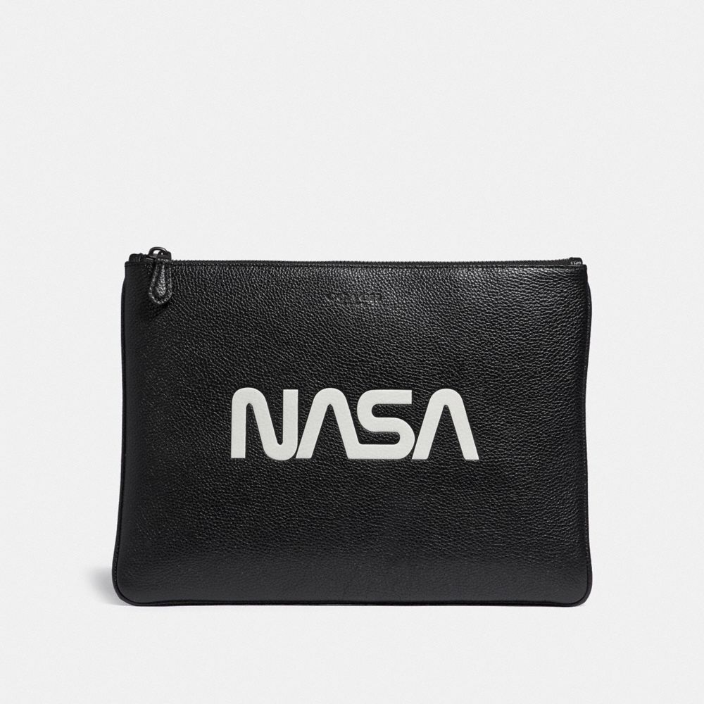 LARGE POUCH WITH SPACE MOTIF - BLACK - COACH F29291