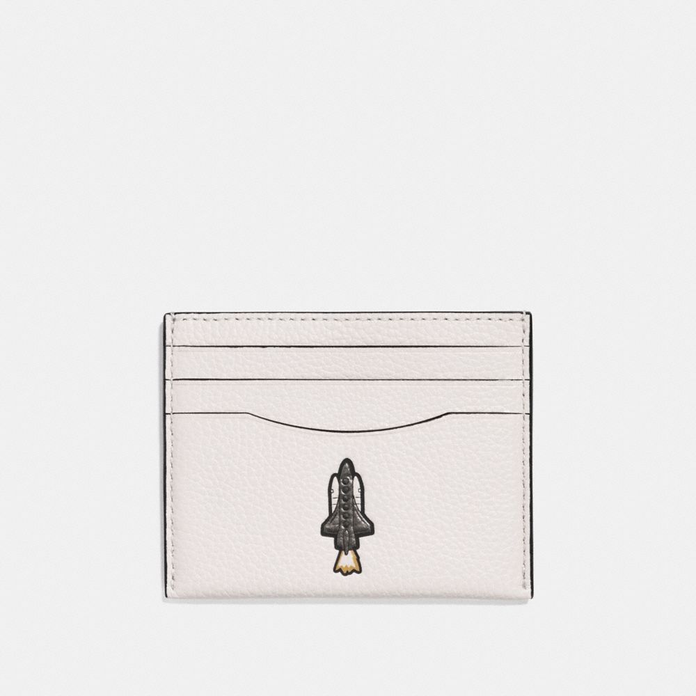 COACH F29296 SLIM CARD CASE WITH ROCKET MOTIF CHALK