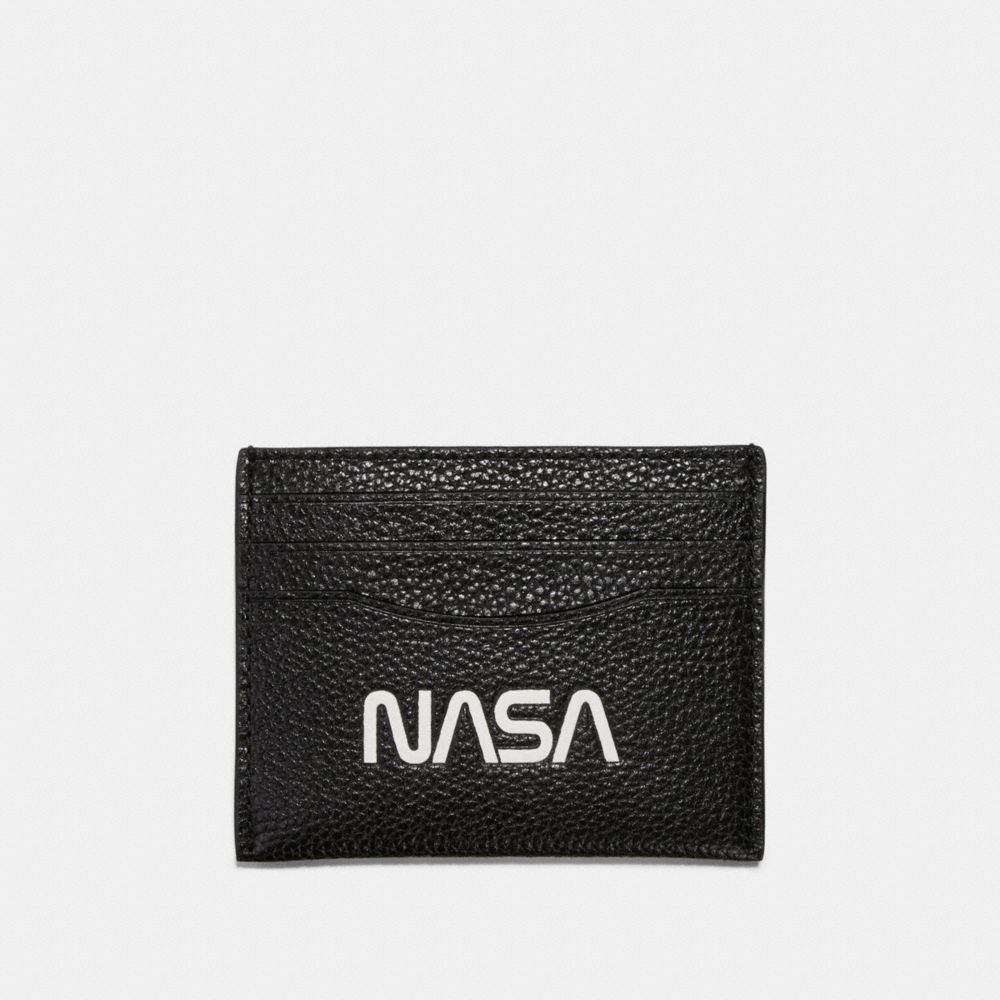 SLIM CARD CASE WITH SPACE MOTIF - f29297 - BLACK