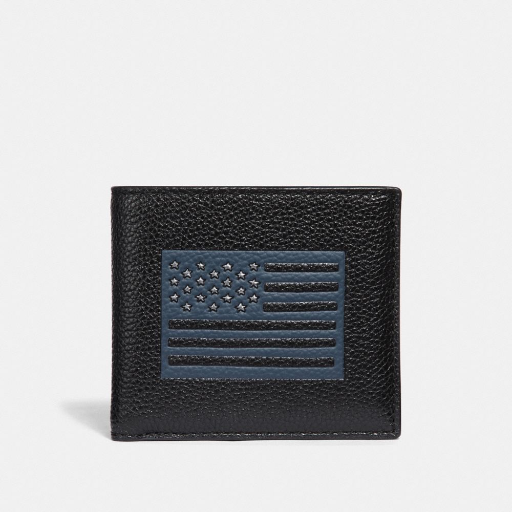 COACH F29300 - DOUBLE BILLFOLD WALLET WITH FLAG MOTIF BLACK