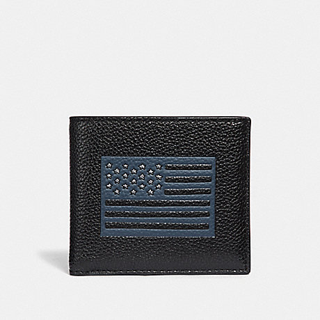 COACH F29300 DOUBLE BILLFOLD WALLET WITH FLAG MOTIF BLACK