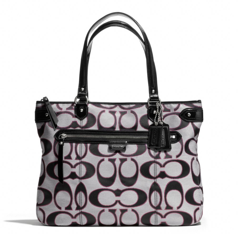 DAISY OUTLINE SIGNATURE TOTE - f29302 - SILVER/MOONLIGHT/PK SCARLET