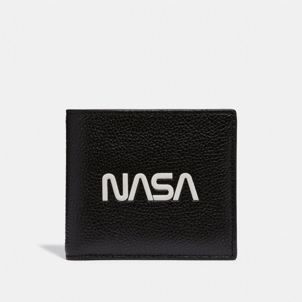 COACH DOUBLE BILLFOLD WALLET WITH SPACE MOTIF - BLACK - f29309