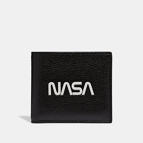 COACH DOUBLE BILLFOLD WALLET WITH SPACE MOTIF - BLACK - f29309