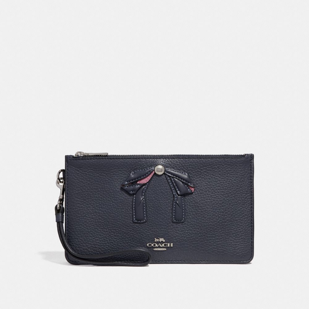 CROSBY CLUTCH WITH BOW - f29317 - MIDNIGHT NAVY/SILVER