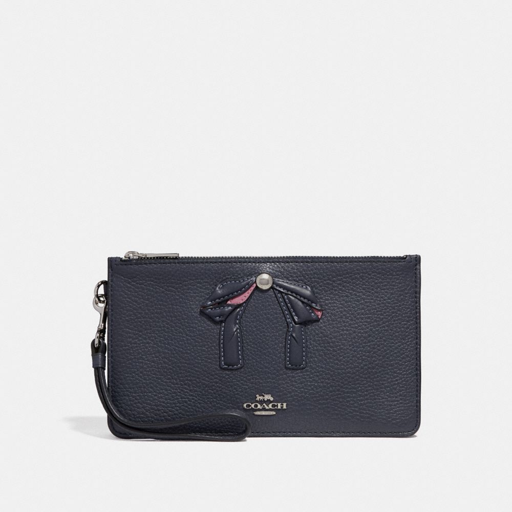 COACH f29317 CROSBY CLUTCH WITH BOW MIDNIGHT NAVY/SILVER