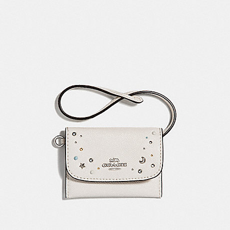 COACH CARD POUCH WITH CELESTIAL STUDS - SILVER/CHALK - f29323
