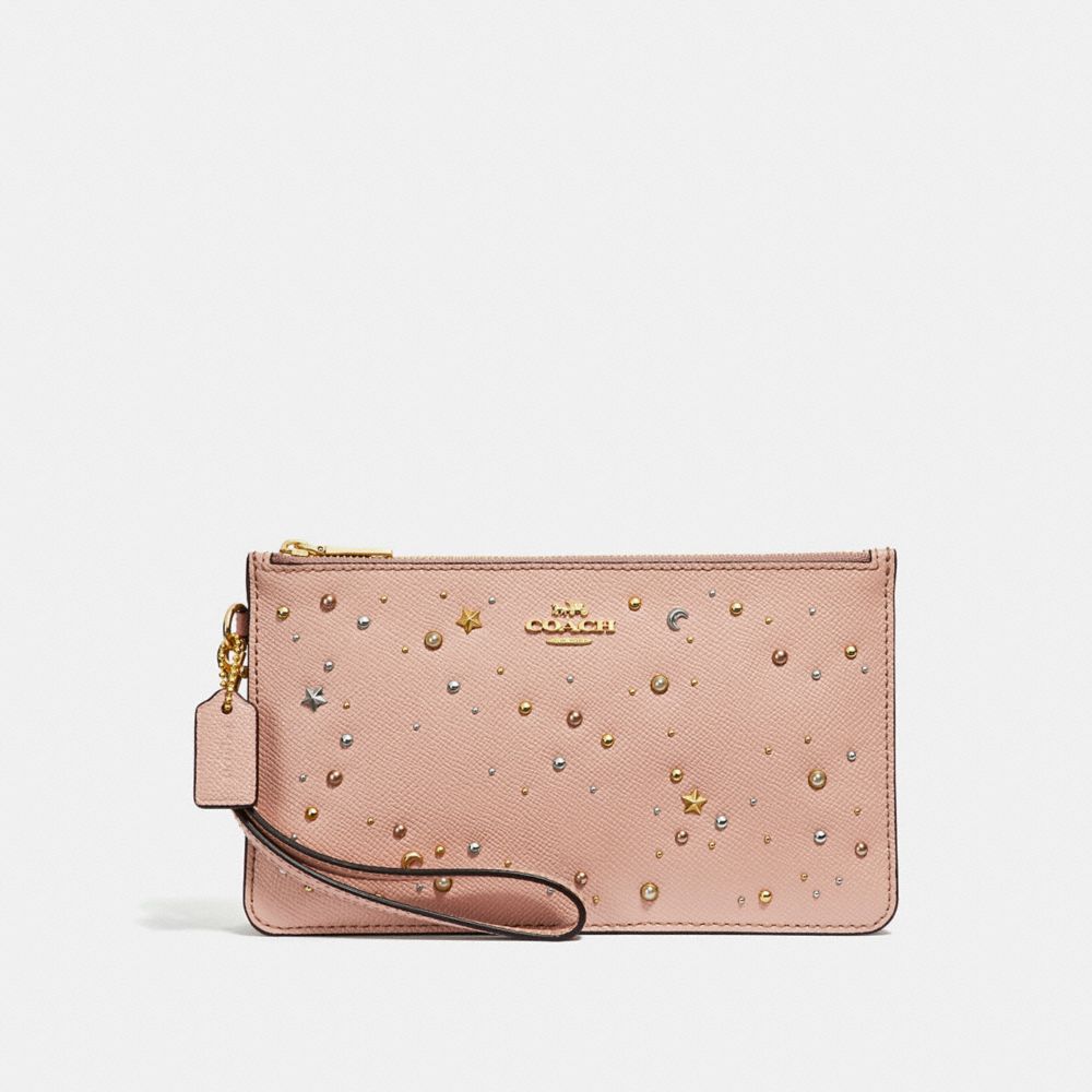 COACH f29324 CROSBY CLUTCH WITH CELESTIAL STUDS nude pink/light gold