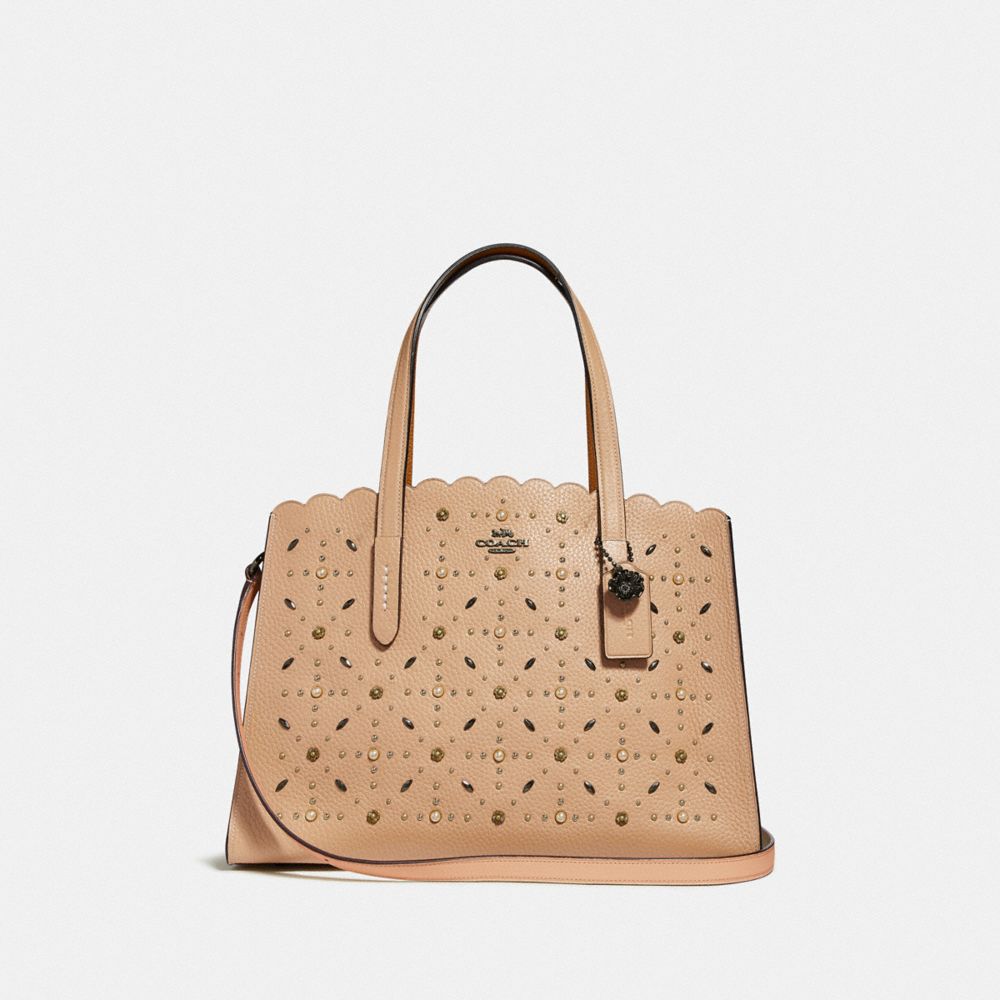 COACH F29325 CHARLIE CARRYALL WITH PRAIRIE RIVETS BEECHWOOD/DARK-GUNMETAL