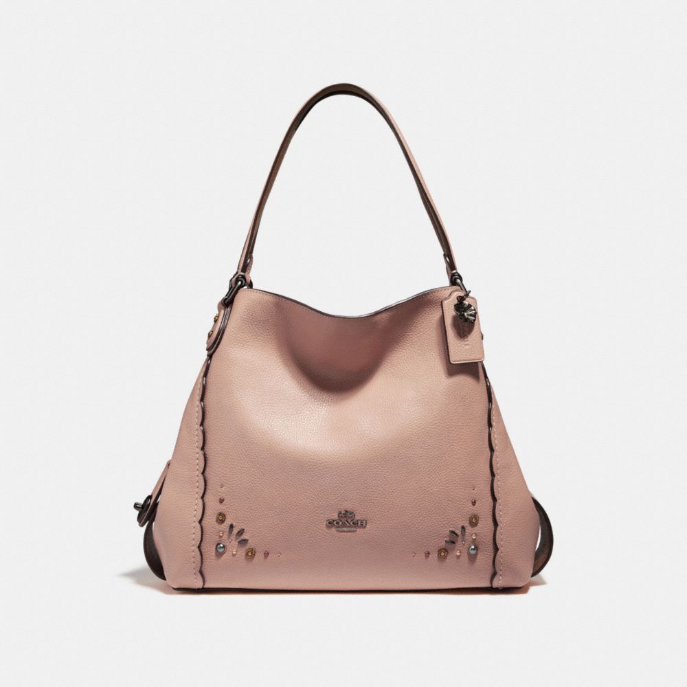 COACH F29336 EDIE SHOULDER BAG 31 WITH PRAIRIE RIVETS DETAIL DK/DARK BLUSH