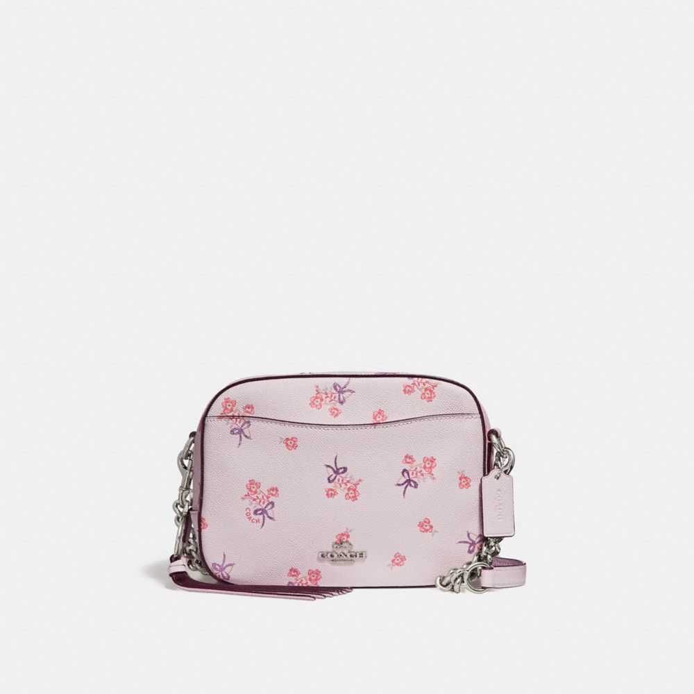 COACH CAMERA BAG WITH FLORAL BOW PRINT - ICE PINK/SILVER - F29347
