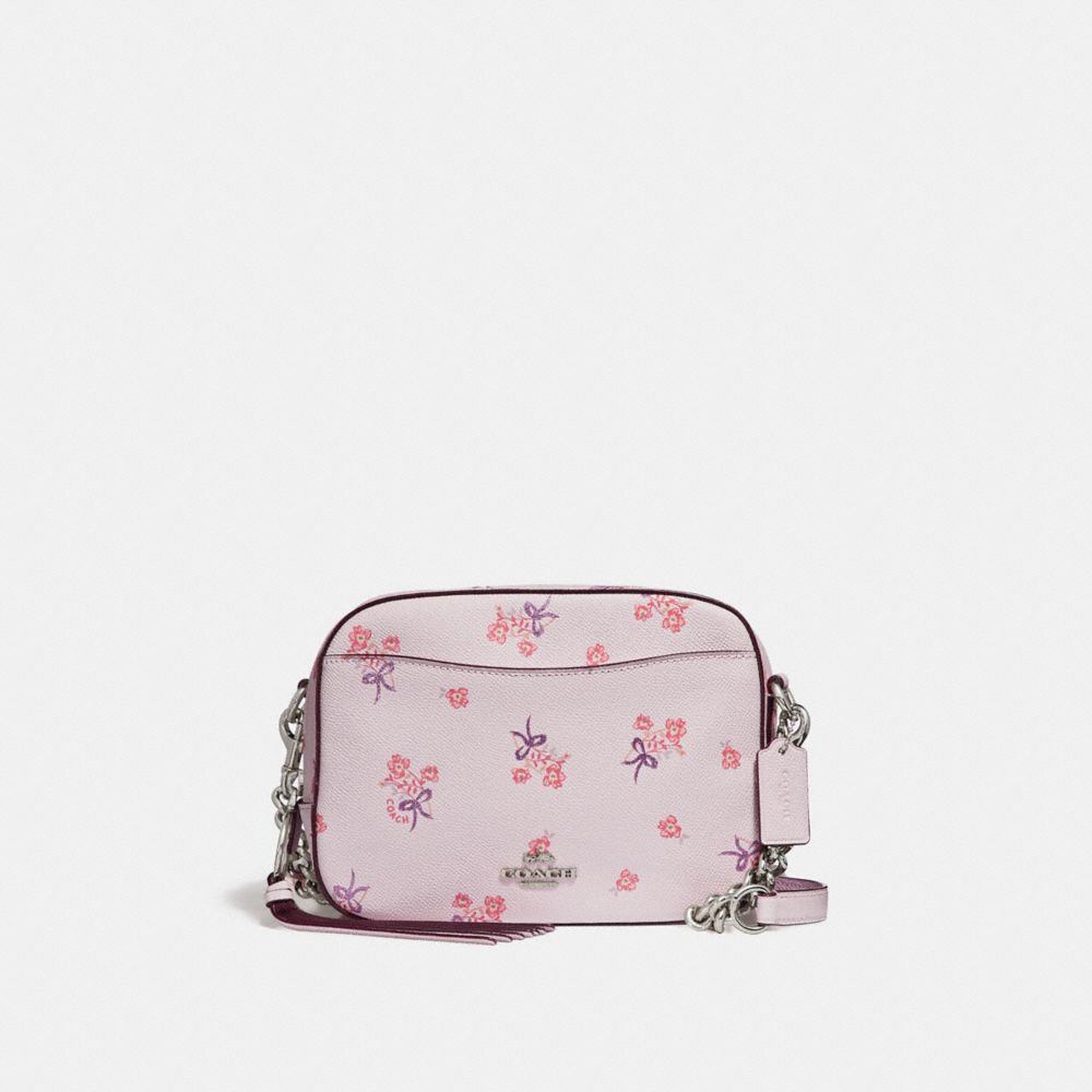 COACH F29347 CAMERA BAG WITH FLORAL BOW PRINT ICE PINK/SILVER