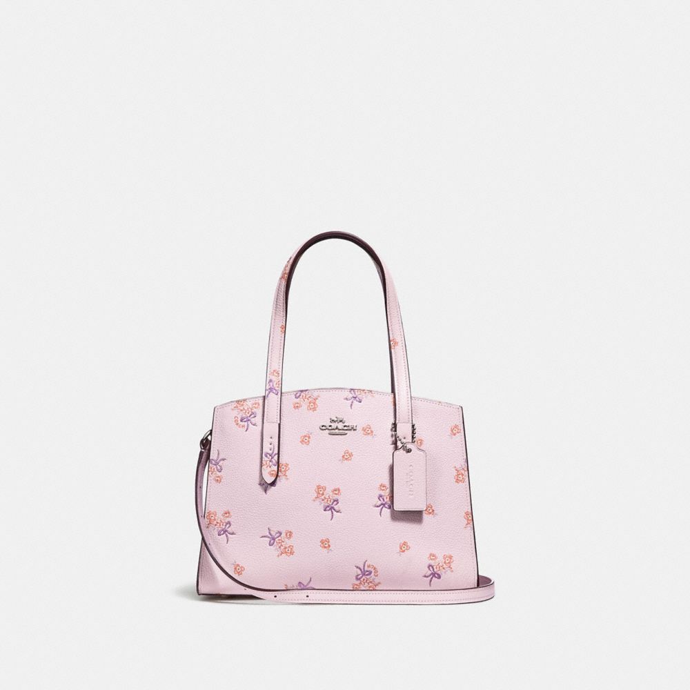 CHARLIE CARRYALL 28 WITH FLORAL BOW PRINT - ICE PINK/SILVER - COACH F29348