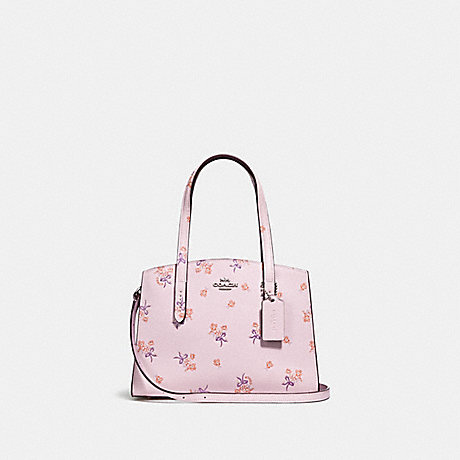 COACH F29348 CHARLIE CARRYALL 28 WITH FLORAL BOW PRINT ICE-PINK/SILVER