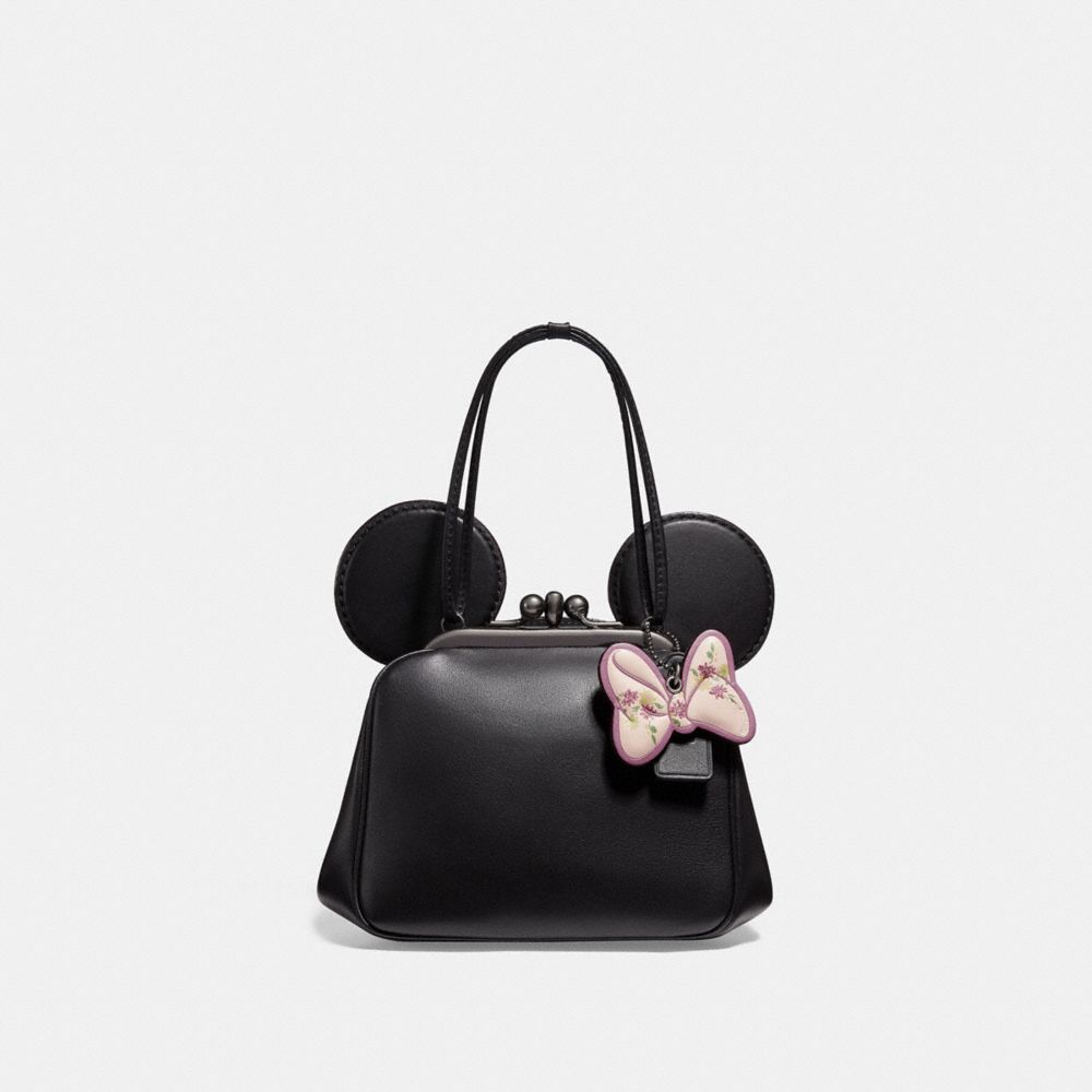 COACH KISSLOCK BAG WITH MINNIE MOUSE EARS - ANTIQUE NICKEL/BLACK - F29349