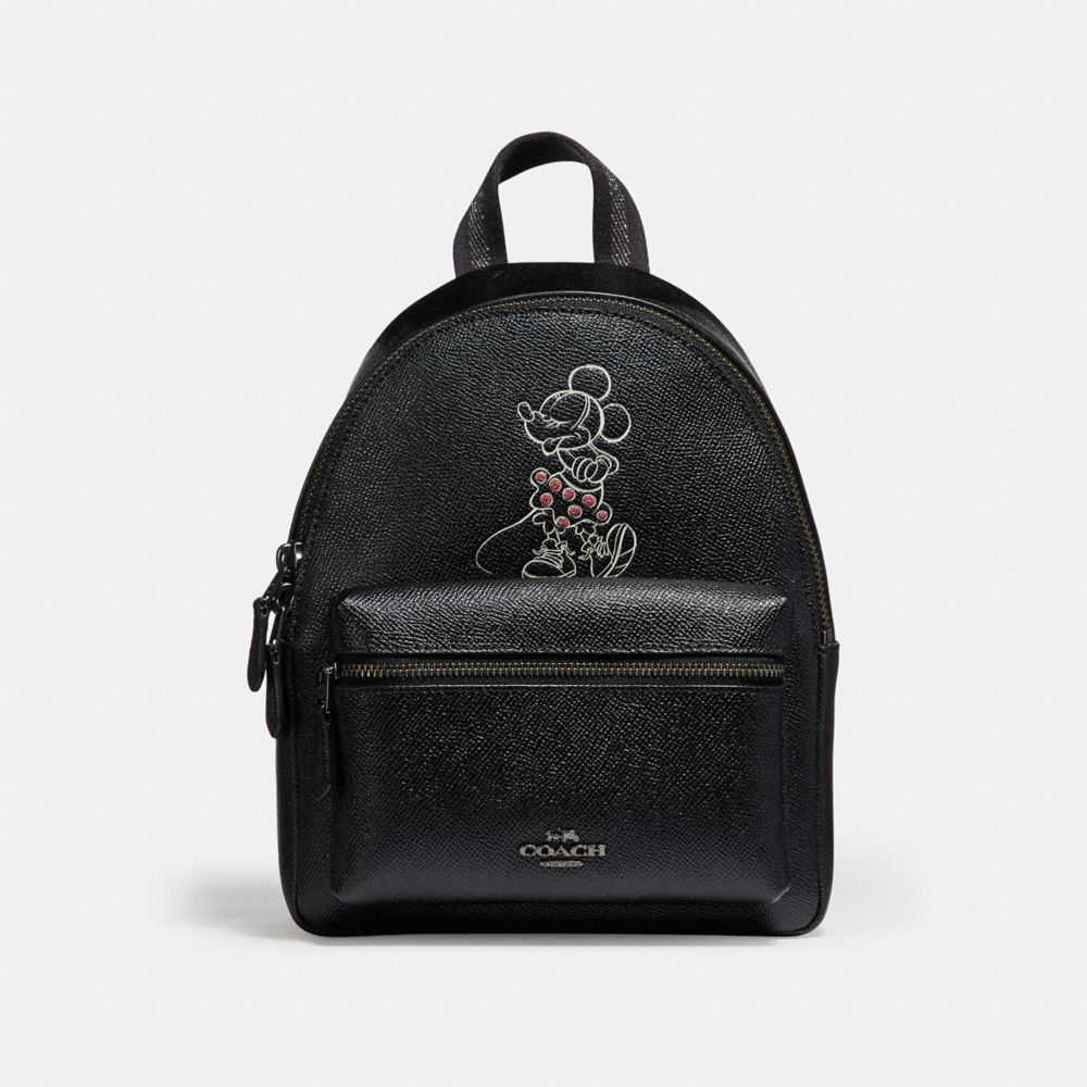 MINI CHARLE BACKPACK WITH MINNIE MOUSE MOTIF - COACH f29353 -  ANTIQUE NICKEL/BLACK