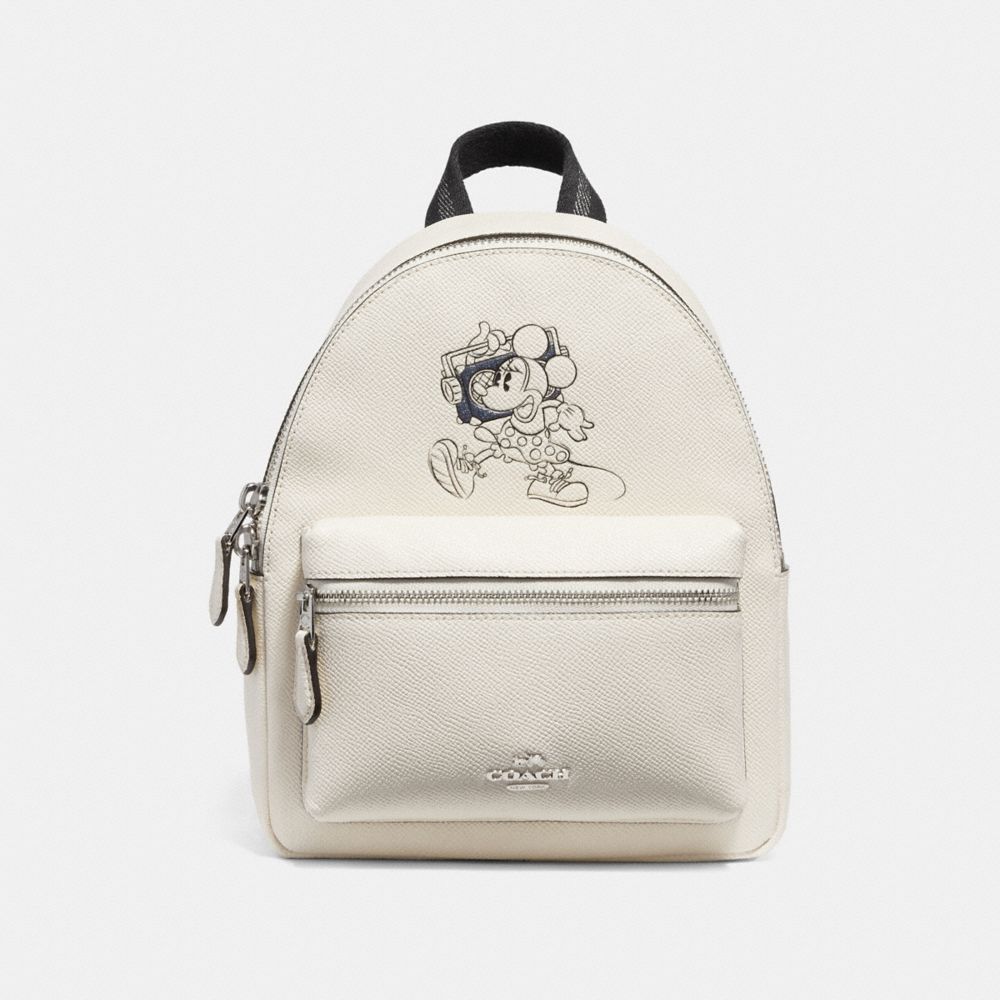 COACH F29353 Mini Charle Backpack With Minnie Mouse Motif SILVER/CHALK