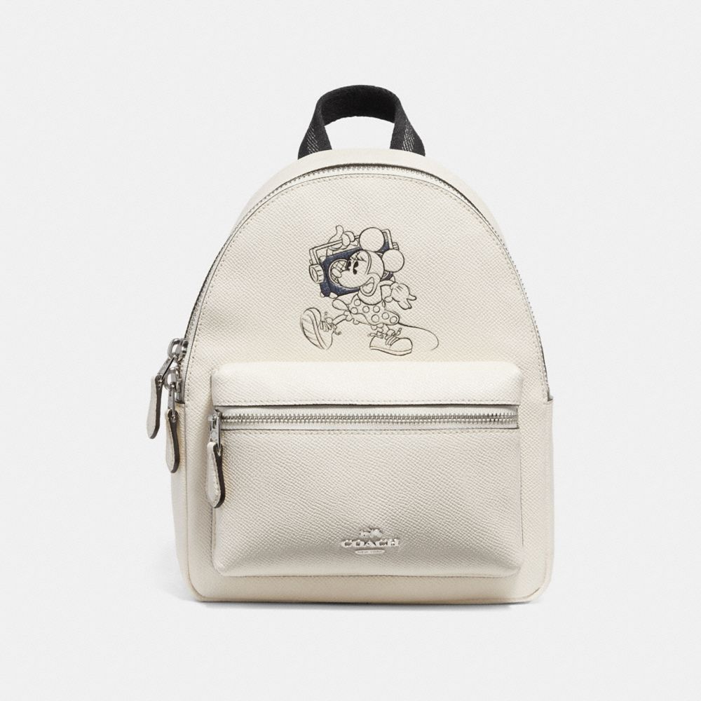 COACH f29353 MINI CHARLE BACKPACK WITH MINNIE MOUSE MOTIF SILVER/CHALK