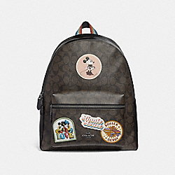 CHARLIE BACKPACK IN SIGNATURE CANVAS WITH MINNIE MOUSE PATCHES - COACH f29355 - BROWN/BLACK/BLACK ANTIQUE NICKEL