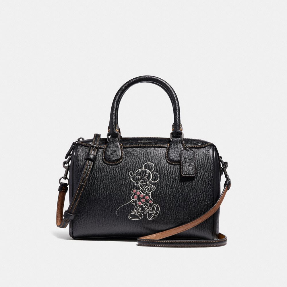 COACH F29356 Mini Bennett Satchel With Minnie Mouse Motif ANTIQUE NICKEL/BLACK