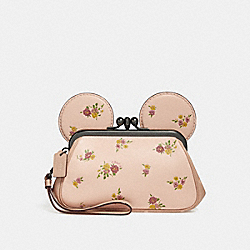 KISSLOCK WRISTLET WITH FLORAL MIX PRINT AND MINNIE MOUSE EARS - COACH f29360 - VINTAGE PINK MULTI/LIGHT GOLD