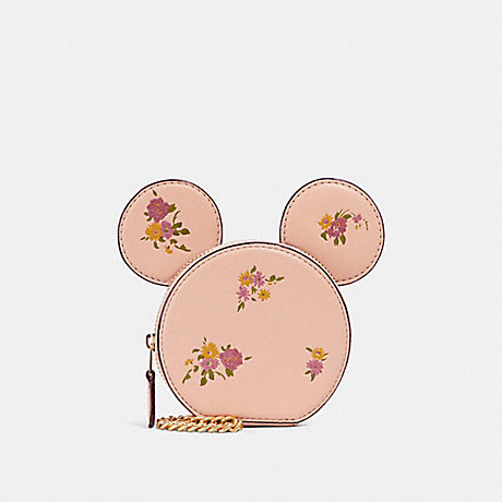 COACH F29365 COIN CASE WITH MINNIE MOUSE EARS VINTAGE-PINK-MULTI/LIGHT-GOLD