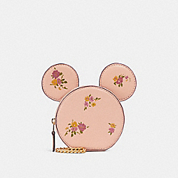 COIN CASE WITH MINNIE MOUSE EARS - COACH f29365 - VINTAGE PINK MULTI/LIGHT GOLD