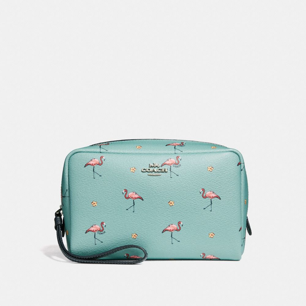 COACH F29374 - BOXY COSMETIC CASE 20 WITH FLAMINGO PRINT SVNGV
