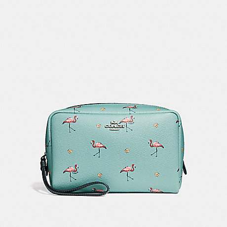 COACH BOXY COSMETIC CASE 20 WITH FLAMINGO PRINT - SVNGV - f29374