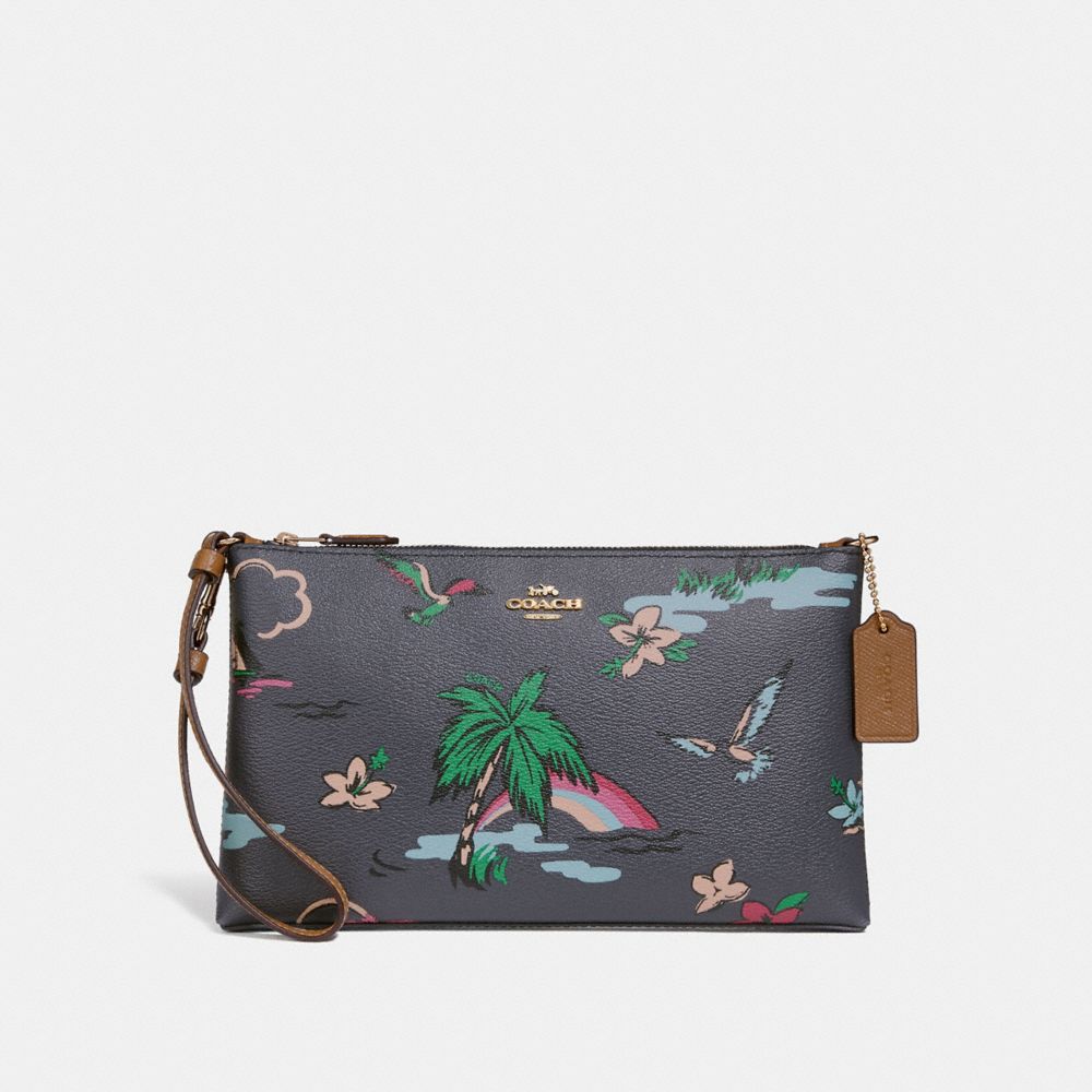 COACH LARGE WRISTLET 25 WITH SCENIC HAWAIIAN PRINT - MIDNIGHT MULTI/IMITATION GOLD - f29376