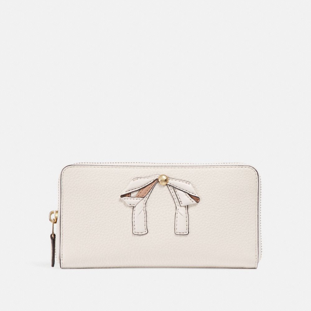 COACH ACCORDION ZIP WALLET WITH BOW - CHALK/IMITATION GOLD - f29382